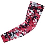 Stromguard Compression Sports Arm Sleeve Digital Camo Baseball Football Basketball - (One Arm Sleeve) (Youth Medium, #7 - Red-Black-White)