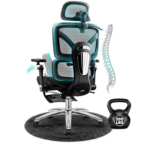 Image of Ergonomic Mesh Office Chair with Footrest, Big and Tall Home Desk Chair with 5D Flip-Up Arms, Adjustable Lumbar Support, Gaming & Executive Computer Chairs, Black