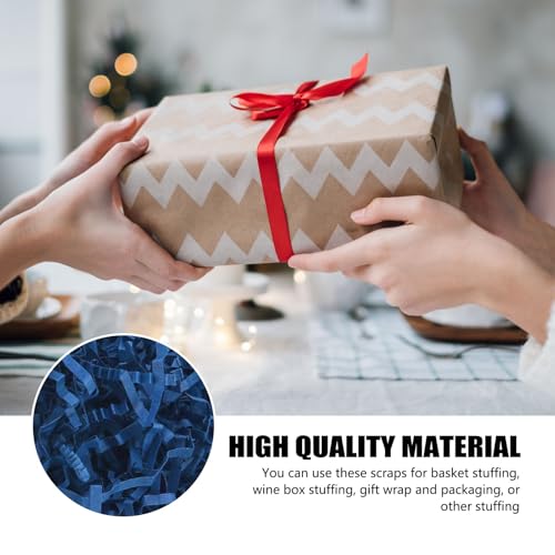 Image of ZEBMOON 2 LB Navy Blue Crinkle Cut Paper Shred Filler Great for Gift Wrapping, Basket Filling, Birthday, Wedding, Halloween, Thanksgiving, New Year Party Decorations Filling Supplies
