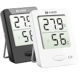 [page_title]-Habor 2 Stück Hygrometer Innen, Digital Thermometer Innen, Tragbares Hydrometer Feuchtigkeit mit Hohen Genauigkeit, Luftfeuchtigkeitsmessgerät Innen, Thermo-Hygrometer für Babyraum, Schwarz Weiß