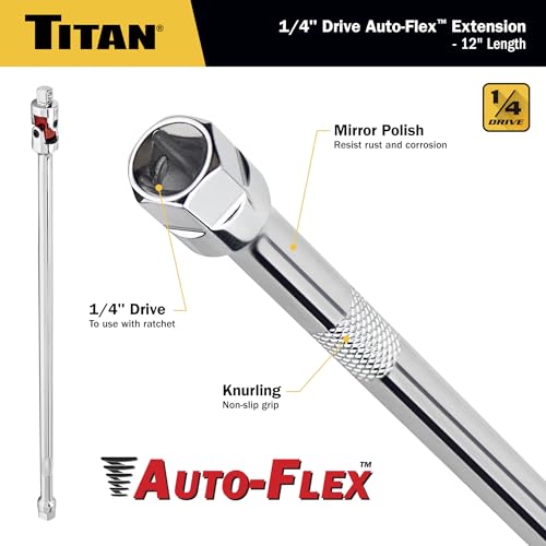 Image of Titan 66112 1 /4-Inch x 12-Inch Auto Flex Universal Joint Extension Adapter