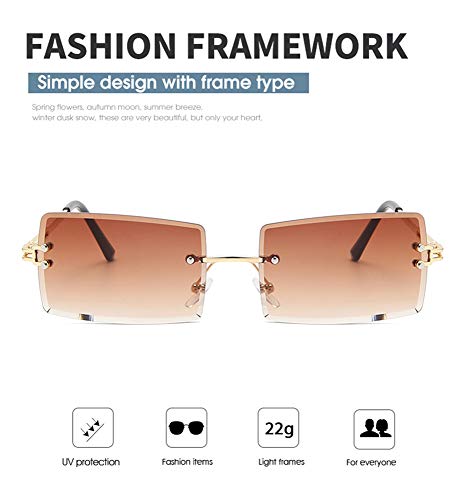 Dollger Rimless Rectangle Sunglasses for Women Fashion Frameless Square Glasses for Men Ultralight UV400 Eyewear Unisex4
