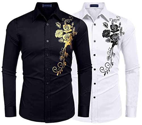Image of Zombom Men's Regular Fit Cotton Blend Printed Full Sleeve Casual Shirts