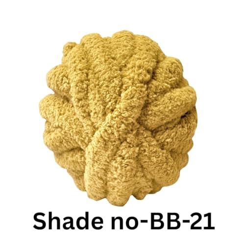 Image of VCR Mustard Yellow Yarn, 200 Grams Big Chunky Hank, 22 Meters Length, Suitable for Knitting Blankets and Pillows, 100% Polyester Yarn Ball for Crochet DIY, Soft Threads, Pack of 1