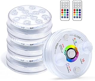 TUDELLO Pool Lights, Submersible LED Lights with Magnet and Suction Cups, RF Remote Pool Lights, IP68 Waterproof, Underwater Timing with Pool Light, 3.35 Inch (4 Pack)