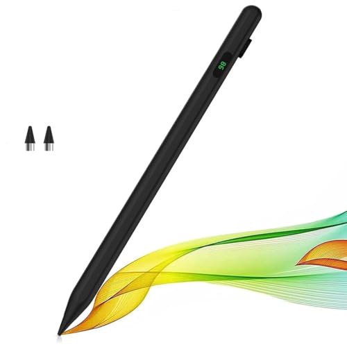 Image of Elfora Ipad Stylus Pen with | Palm Rejection | Power Display | Type C Charging | Compatible with iPad 2018 and Later iPad 6 /7 /8 /9 /10th Gen, Pro 11 & 12.9, Mini 6 /5, Air 5th /4th /3rd Gen- Black