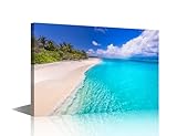Arte de pared para oficina, colorido, naturaleza, mar, arena, cielo, imagen impresa en lienzo con palmeras sobre azul azul océano laguna, póster para decoración del hogar, dormitorio de estudiantes,
