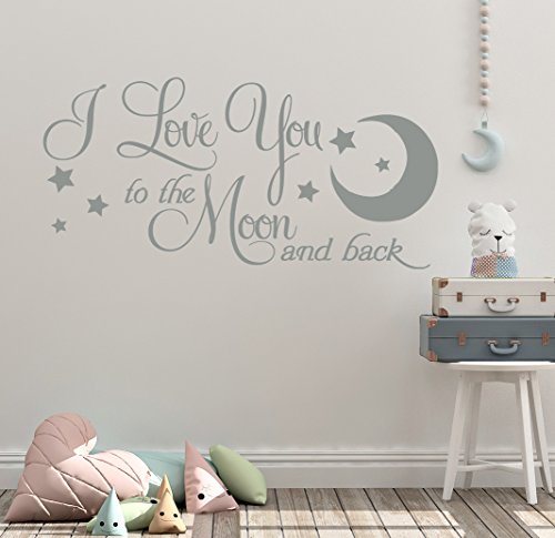 46"x24" I Love You to The Moon and Back Stars Anniversary Bedroom Nursery Child Couple Wall Decal Sticker Art Mural Home Decor