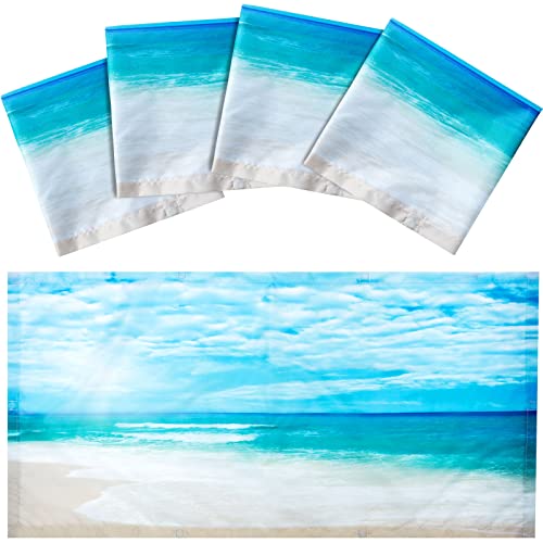 Image of Hortsun 4 Pack 4 x 2 Feet Fluorescent Light Covers, Magnetic Light Filters for Classroom Ceiling, Decorative Lights Shade for Office Home Hospital(Beach in Sunny Day)