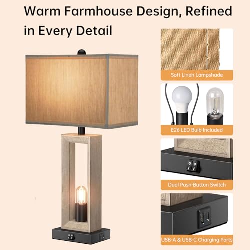 17% Off Modern Farmhouse Table Lamps Set of 2 with USB Charging - Image 6