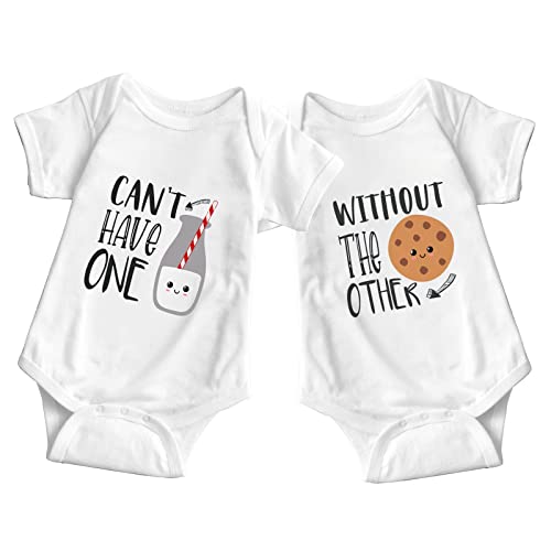listery Funny Twin Outfits Bodysuits Clothes Boy Girl Twins Rompers 2 Pack Baby Matching Outfits For Newborn Infant 6M