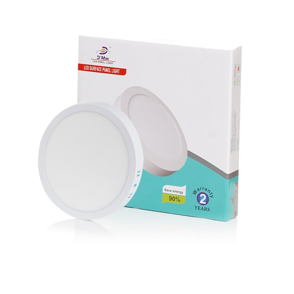 Aluminium 12 Watts Round Led Surface Panel Light with Ip50 Dust Proof Cool White (Pack of 1)