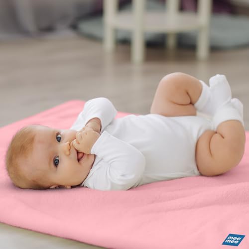 Image of Mee Mee Reusable Water Proof Cotton Bed Protector Sheet /Extra Absorbent Mat /Dry Sheets /Urine Sheet /Dry Mat Pack of 3 (Small, Maroon,Navy Blue & Pink)(50CmX70Cm)