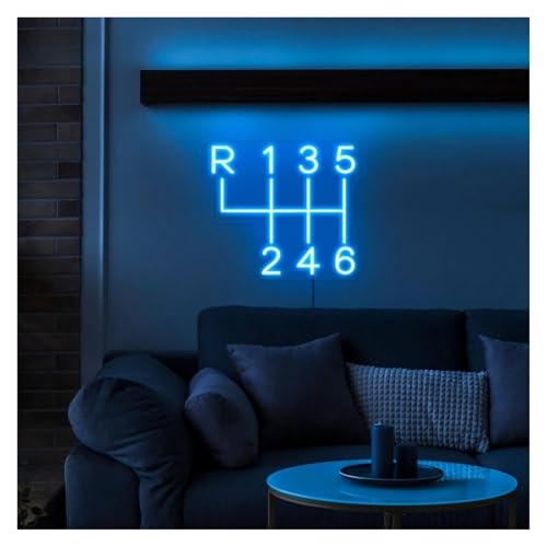 Decoración de fiesta con letrero de neón Letrero De Neón Para Caja De Cambios De Coche Para Taller De Reparación De Automóviles Garaje Decoración De Pared Para Fiestas Luz Luminosa 30cmx38cm(Ice Blue)