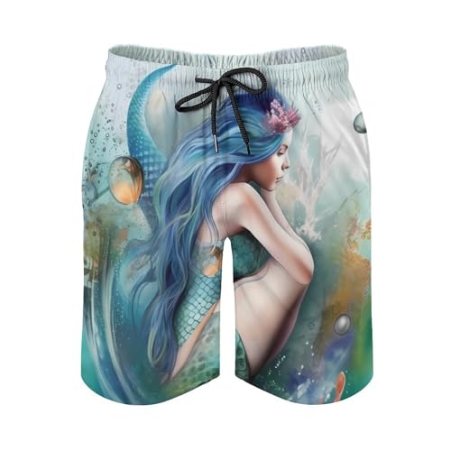 Mens Shorts Mermaid Men Swim Trunks Quick-Dry Beach Shorts with Drawstring Pocket Bathing Suit4