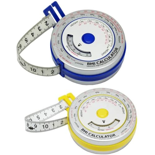 BildeeMait Cinta métrica retráctil para el cuerpo, seguimiento del IMC, calculadora de salud de dieta de 150 cm con función de bloqueo, color azul
