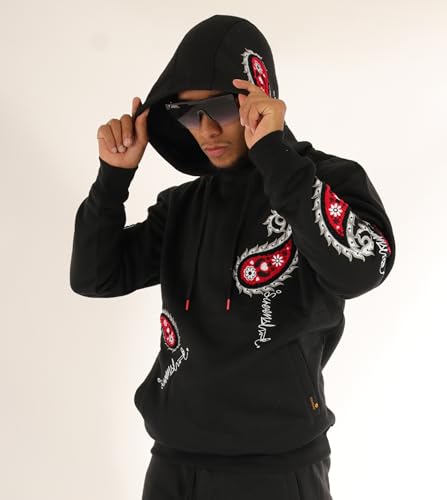 SCREENSHOT FLEECE HOODIE 3202 Mens Urban Streetwear Graffiti Embroidery Patch Fleece Pullover Hoodie Sweatshirt Top3