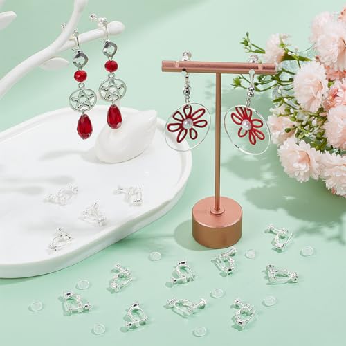 SOFPLATE 1 Box 24Pcs Earring Converter Silver Clip on Earrings Converter Brass Painless Non Pierced Earring Clips with Pads Screw Back Clip on Earring Findings for jewellery Making Supplies DIY Women - Image 4