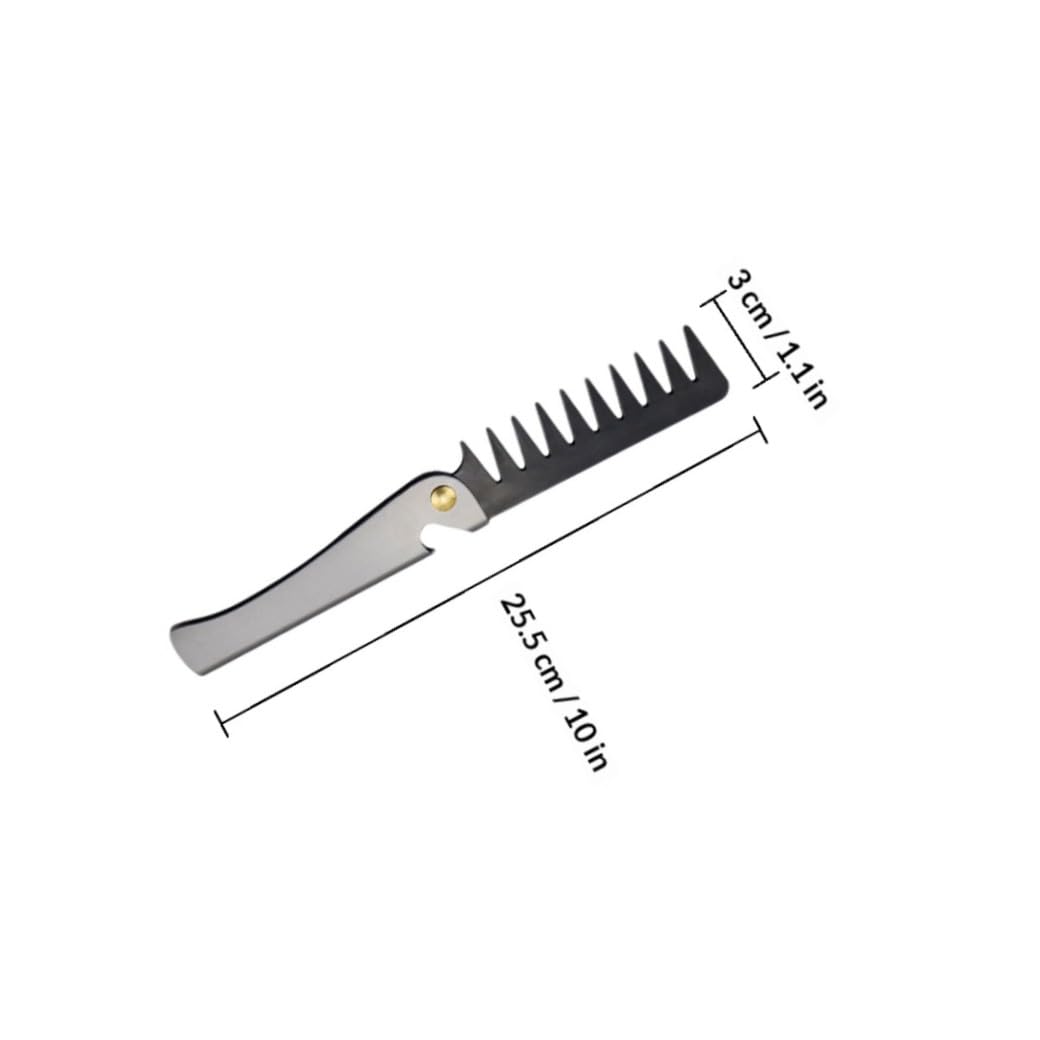 Pettine Tascabile Pieghevole in Acciaio Inox 4 Pezzi | Design Portatile, Finitura Elettroplaccata, Formato Pieghevole, per Uomo e Donna