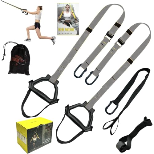 Image of Bodyweight Resistance Training Straps, Home Gym Fitness Trainer kit | Multi-Color Selection, Full-Body Workout with Main Exercise Straps, Door Anchor,Extension Strap, Carrying Bag, Fitness Guide
