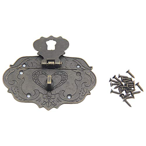 Image of 2Pcs Latch Hasp Antique Brass Decorative Hasp Jewelry Wooden Box Hasp Latch Lock with Screws for Drawer Cabinet Jewelry Wooden Case Box Antique Bronze Lock,76x57mm