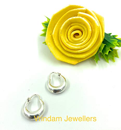 Vrindam Jewellers Exclusive 925 Sterling Silver Plain bali Hoop Earing For Girls And Women Comfortable Size12MM Light Weight 2 GM - Image 7