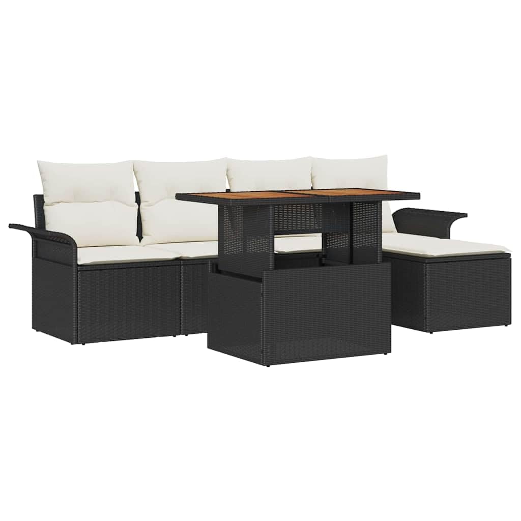 Canapé de jardin modulable 6 pcs vidaXL noir et crème pour terrasse moderne