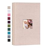 Mublalbum Small Photo Album 4x6 300 Photos Linen Cover Picture Book with Horizontal Pockets for Wedding Family Anniversary and Baby (Beige)