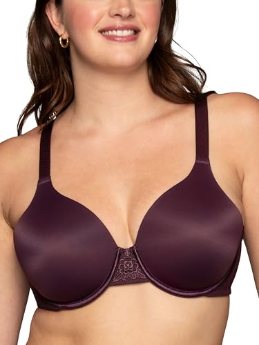 Vanity Fair Women's Full Figure Beauty Back Smoothing Bra, 4-Way Stretch Fabric, Lightly Lined Cups up to H, Underwire - Midnight Plum, 38DD