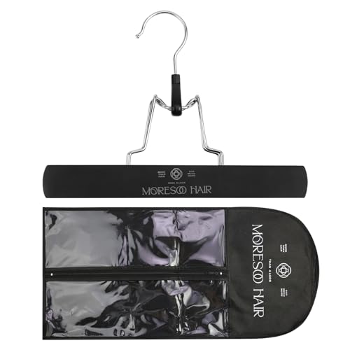 Image of Moresoo Hair Extension Storage Bag with Hanger, Black | Dustproof, Travel Storage, Keeps Extensions Neat and Tangle-Free, Home Closet Organizer for Hairpieces
