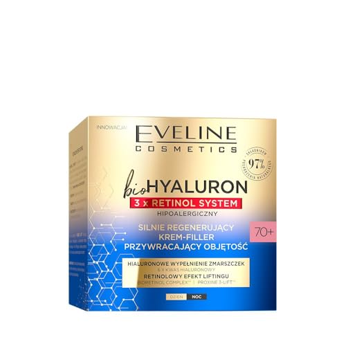 Eveline Cosmetics Crema regeneradora intensiva con triple retinol y 6 tipos de ácido hialurónico, 50 ml