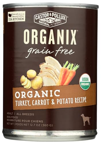 Castor & Pollux Organix Grain Free Organic Turkey, Carrot & Potato Recipe Adult Canned Dog Food, 12..7oz cans (Pack of 12)