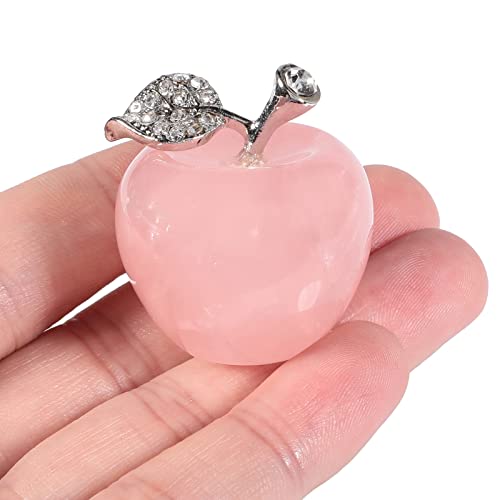 Lovionus89 Statuette de pomme en quartz rose naturel, sculpture en cristal de guérison, décoration d'intérieur, décoration de mariage, 3 cm