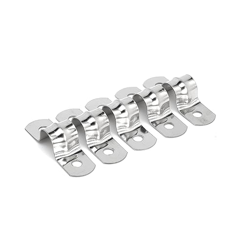 Image of 25PCS M10 304 Stainless Steel Rigid Pipe Strap Two Hole Cable Strap u Bracket Pipe Clamps Heavy Duty Pipe Fasten Holder for Tube, Pipe or Wire Cord Installation (25, 10MM(3 /8 inch))