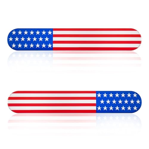 Image of Pack of 2 Red and Blue USA American Metal Flag Auto Fender Emblem, Car Badge Car Decals, Used for Most Cars, Trucks, Suvs
