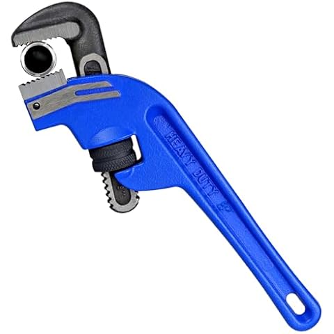 KARRYTON 8 Inch End Pipe Wrench, Adjustable Jaw Opening 1.5"/38mm Heavy Duty Cast Iron offset Handle Plumbing Wrench, Perfect Plumbers Tool Cover