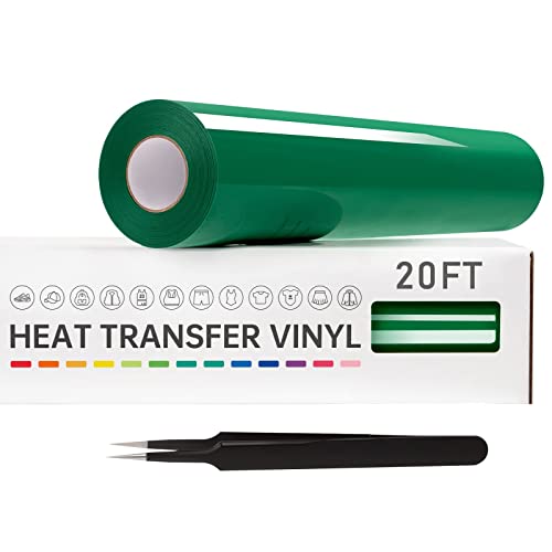 VinylRus Heat Transfer Vinyl-12 x 20ft Green Iron on Vinyl Roll for Shirts HTV Vinyl for Silhouette Cameo Easy to Cut & Weed