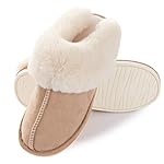 Donpapa Womens Slipper with Memory Foam Fluffy Soft Warm Slip On House Slippers Anti-Skid Cozy Plush for Indoor Outdoor