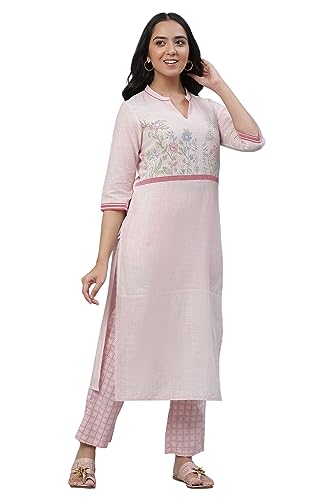 Image of Aurelia Women's Cotton Regular Fit Casual Floral Regular Work Utility Kurta
