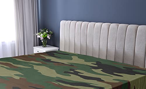 Ambesonne Camo Fitted Sheet, Graphic Uniform Inspired Camouflage Clothing Design, Soft Decorative Fabric Bedding All-Round Elastic Pocket, Twin Size, Green Brown #TOP1