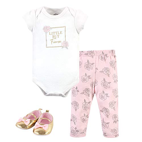 Little Treasure Unisex Baby Cotton Bodysuit, Pant and Shoe Set, Fierce, 3-6 Months