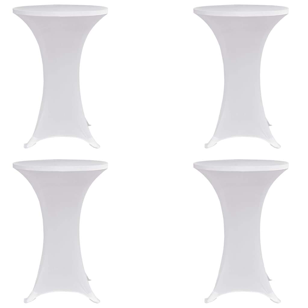 Festnight Mantel Elástico para Mesa Alta 4 Unidades Funda para Mesas Altas Blanco Ø60 cm