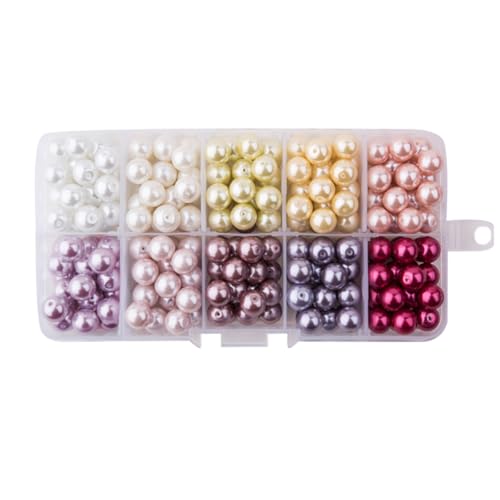 PandaHall Ele - Lot de 230pcs 10 Couleurs Perle en Verre Perle Rond Perles Lisses en Satin Minuscules pour DIY Fabrication de Bijoux Collier Bracelet, 8mm, Trou: 0.7mm