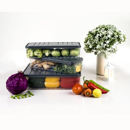 Image of Air Tight Plastic Storage Containers Set of 6 1200 ML | Pantry Organizers for Kitchen | Fridge Storage Boxes | Leak Proof BPA Free Durable & Space Saving Grocery Containers