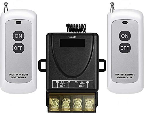 DONJON Wireless Remote Switch,with 984FT Long Range DC12V/24V/48V/72V Switch for Anti-Theft Alarms, Security Systems Roller Lind Door,Gate Barriers,Motor Cycles etc (12V Remote Switch)