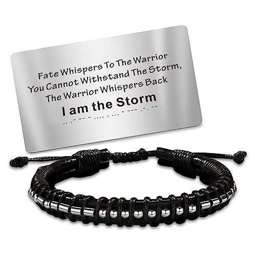Pulsera de cuero trenzado I am the Storm para hombres miniatura 1
