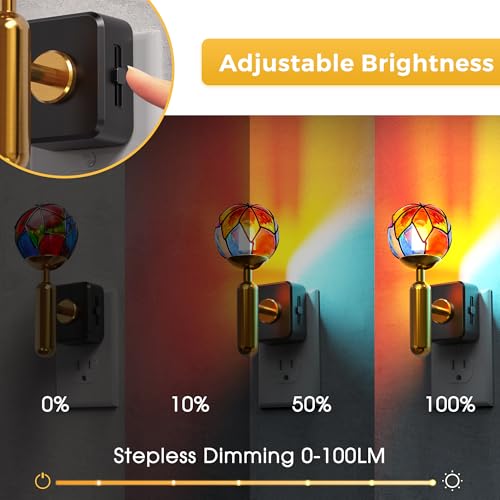 Image of L LOHAS LED Night Light Plug in with Stepless Dimming, Vintage Stained Glass Nightlight with Dusk to Dawn Sensor, Aesthetics Plug in Night Lights for Home Decor