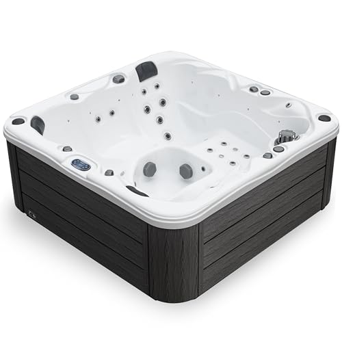 Surfaces Outdoor Hot Tub, Fits 4 Adults, 36 Jets, Double Lounger Seat Spa, Bluetooth, LED Lights, Cover Included, Wellness Tool, Aqualife by Strong Spas
