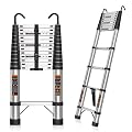Telescoping Ladder 16.5 FT Telescope Ladder Stainless Steel, Extension Collapsible Telescopic Ladders with 2 Hooks Folding Extendable Adjustable Portable Rv Ladders for Home Roof, 330lbs Max Capacity