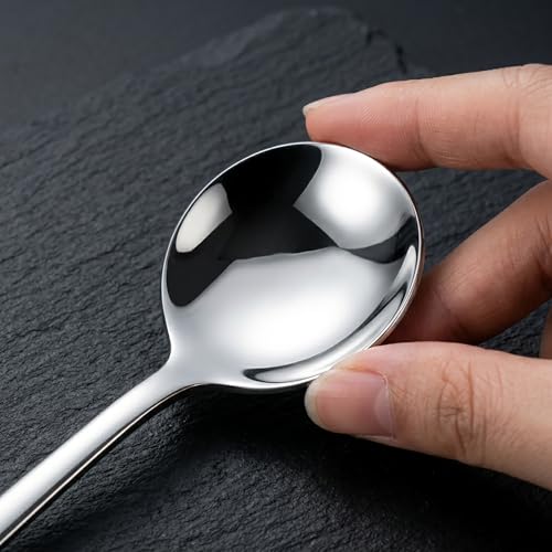 Image of Long Handle Iced Tea Spoons, 7.9 inch 18 /10 Stainless Steel Cocktail Stirring Spoons with Thickened Ergonomic Handle, Tall Coffee & Latte Stirrers, Dessert Spoon Set, Dishwasher Safe Set of 8
